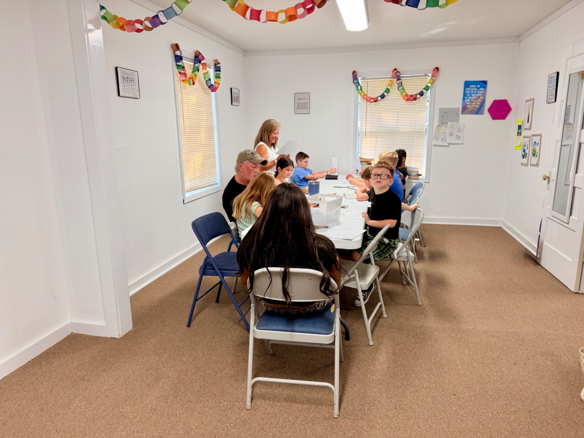 Children participating in a Children’s Church classroom activity