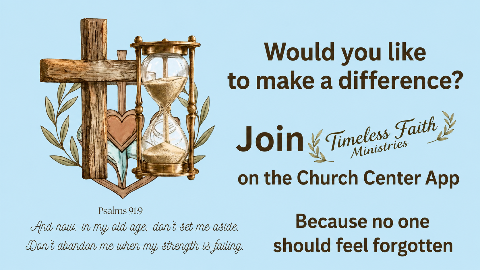 Timeless Faith Ministries Church Center invitation
